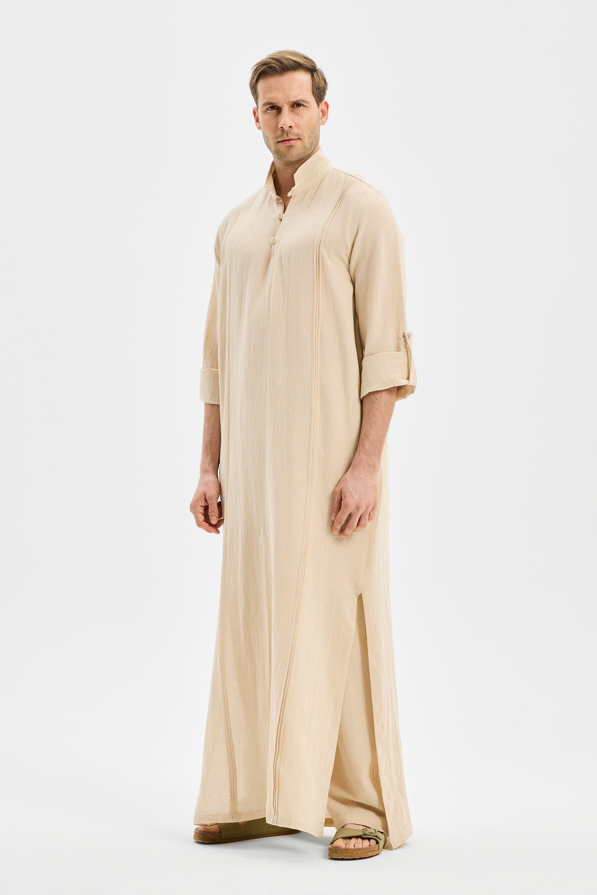 Sentinel Long Dress showing the texture of genuine hand-woven Şile Cloth