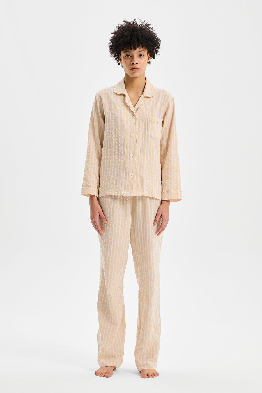 Calma Women’s Relaxed Set Beige Striped