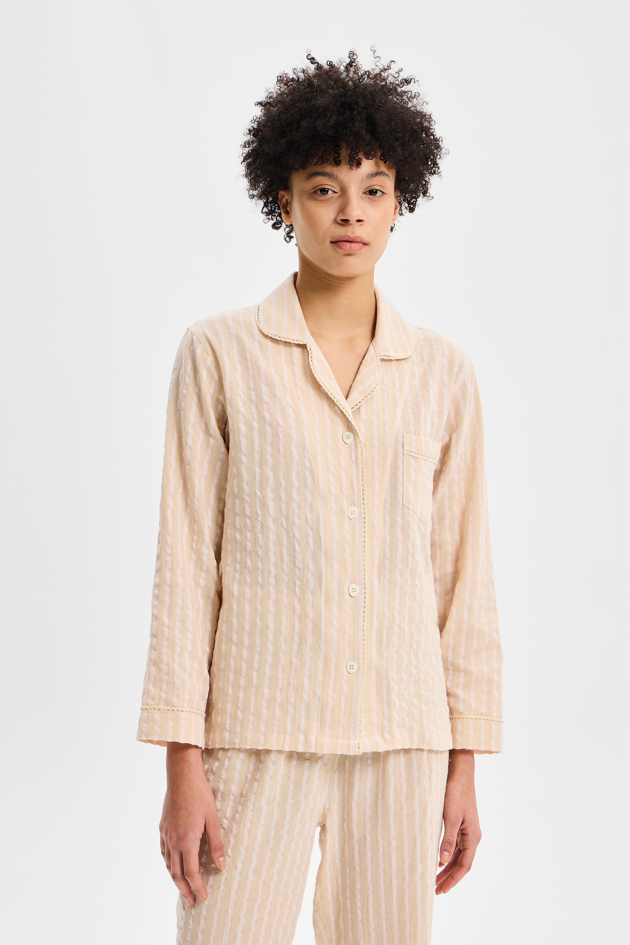 Calma Kadın Dinlenme Seti Bej Çizgili