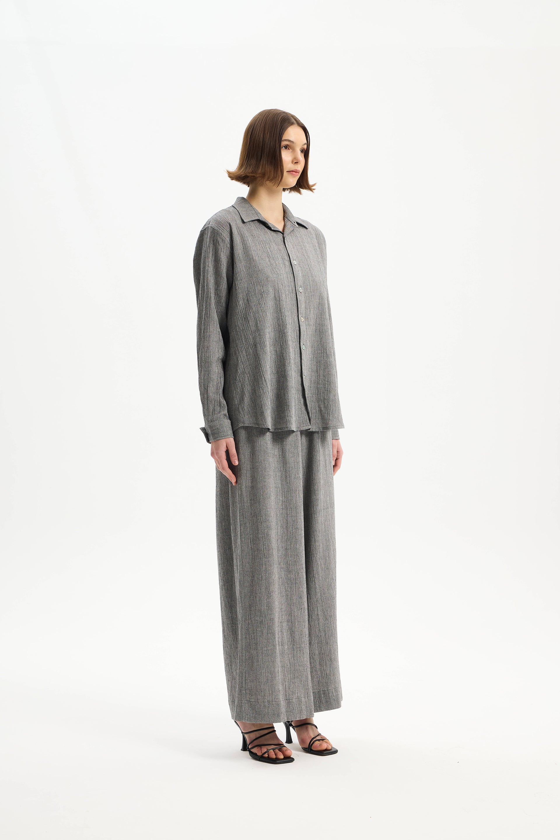 Amplia Oversize Kadın Gömlek Antrasit Siyah