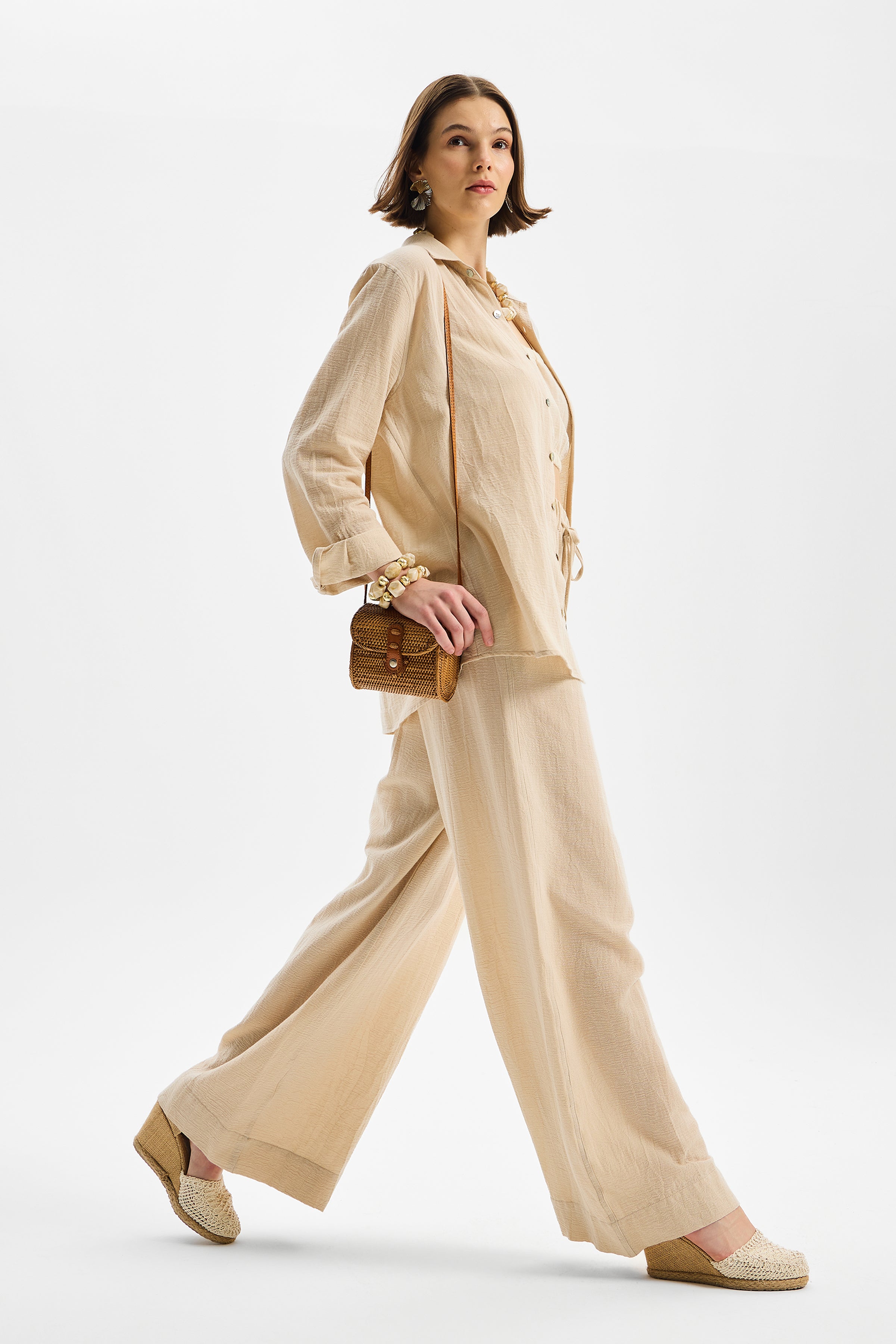 Vasta Oversize Kadın Pantolon Taş Rengi