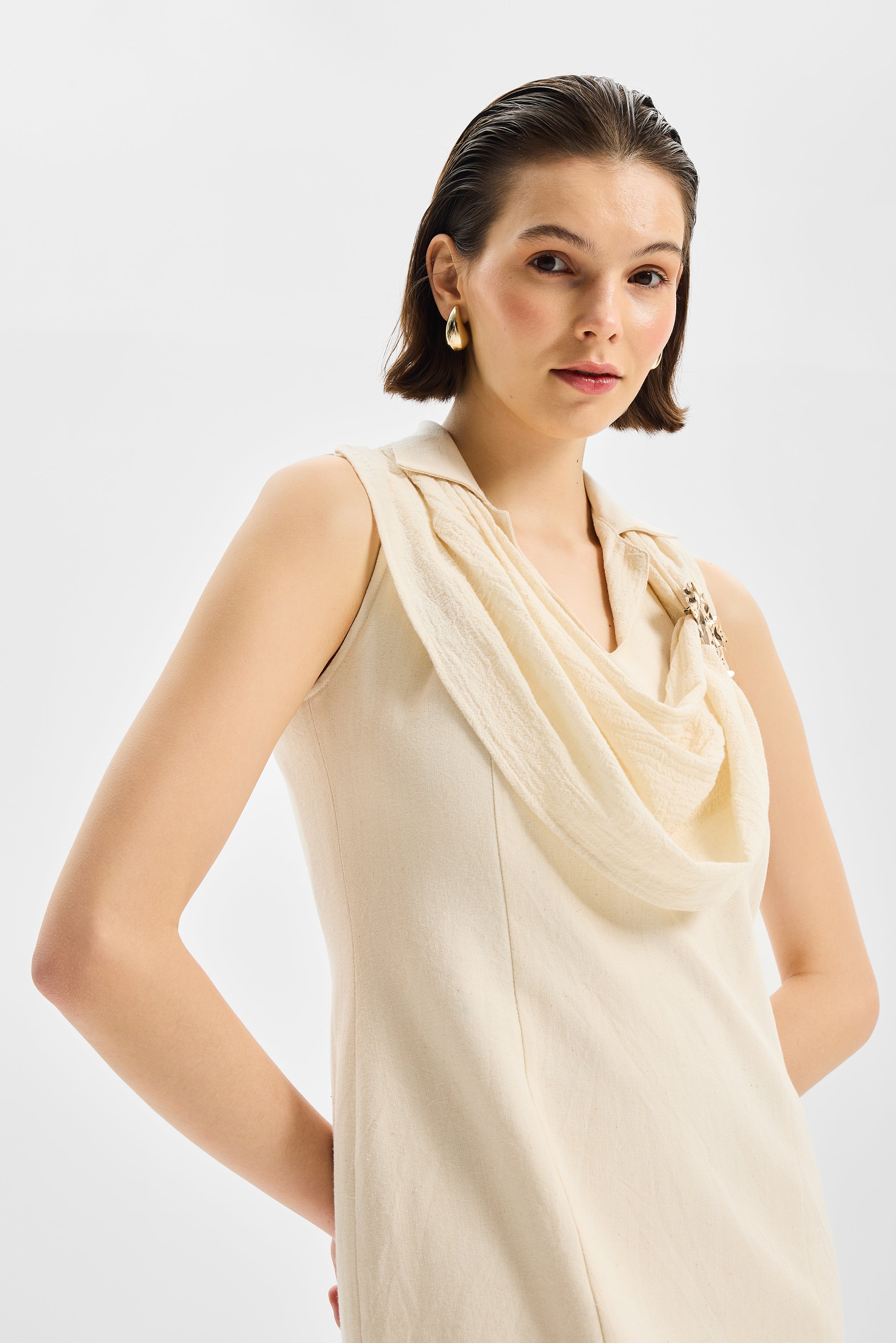Veil Scarf Detail Dress