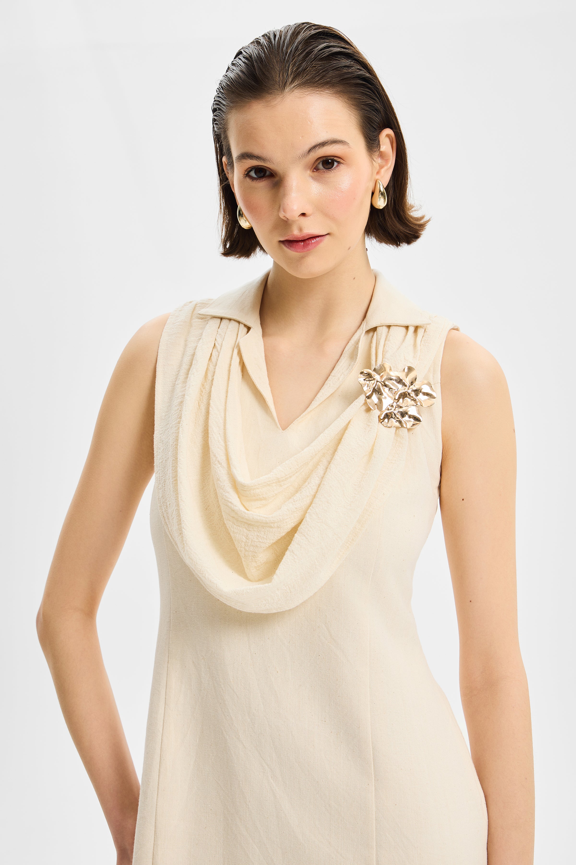 women scarf dress Sweet Story Floral Neck Maxi  VICI Certified producers committed to the protection of ancient and endangered forests Roma Fuchsia One-Shoulder Scarf Silk