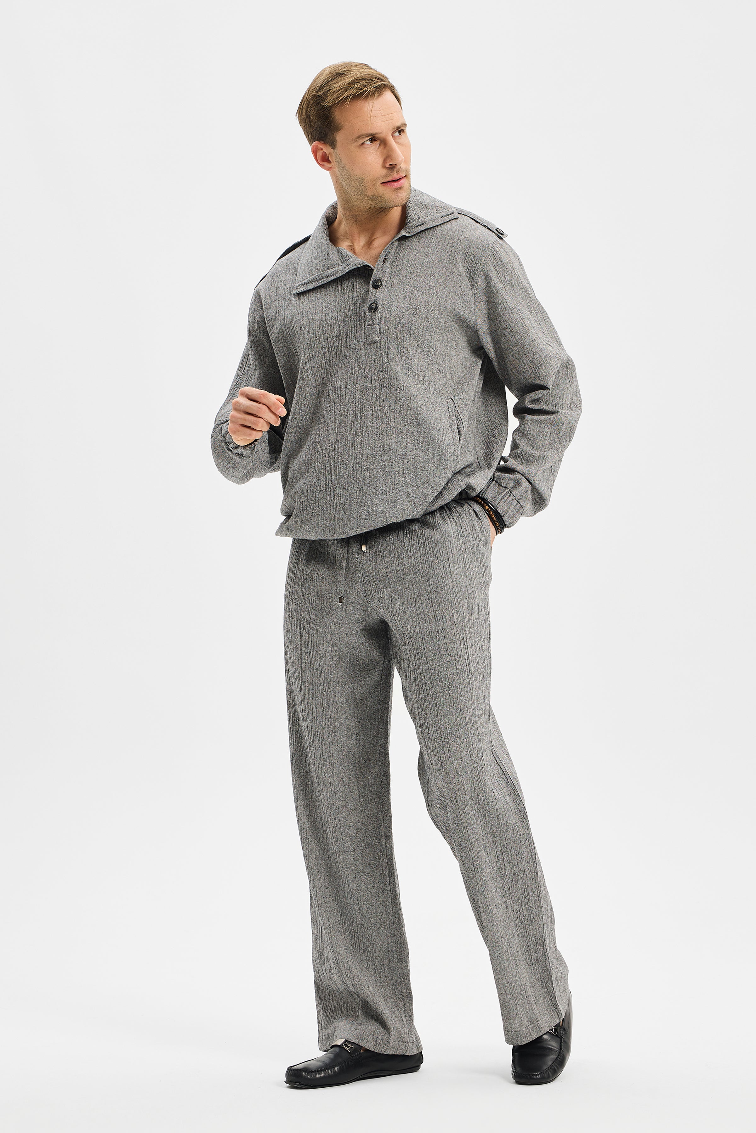 Current Erkek Bol Paça Pantolon Antrasit Siyah