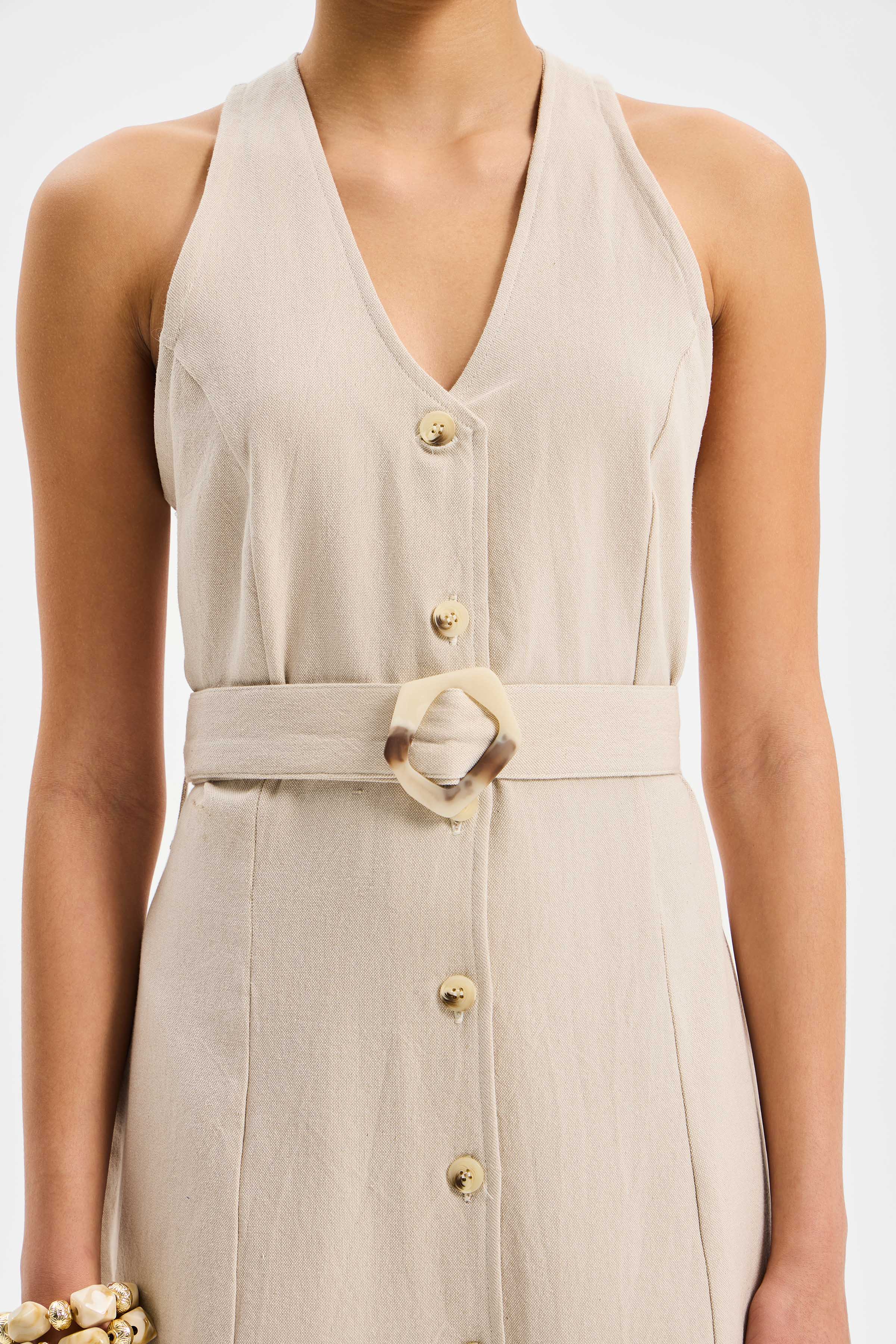 linea linen dress LINEA White Linen Dress, Midi Length Summer Dress