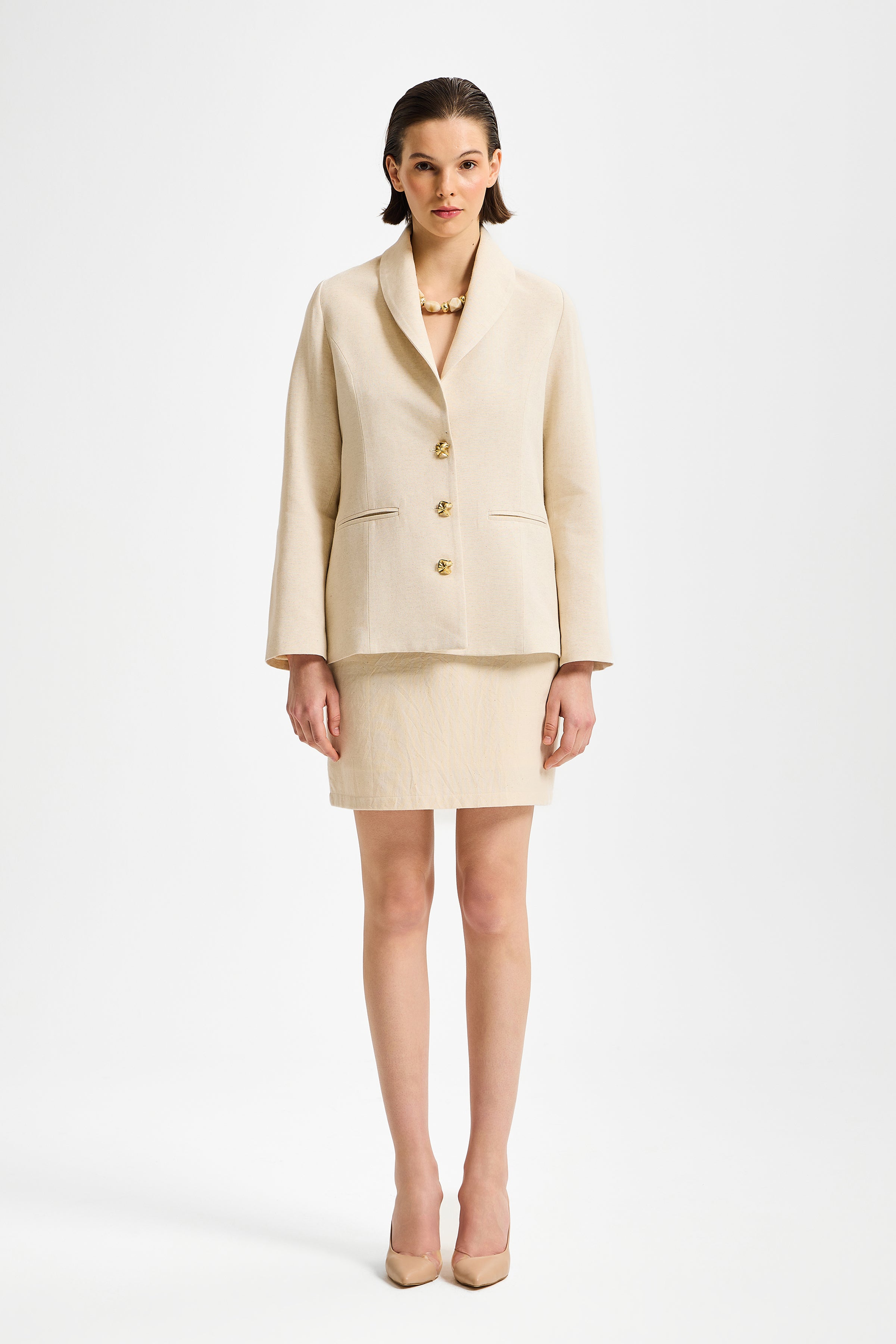 Nexa Women’s Jacket Ecru (Back Vent Detail)