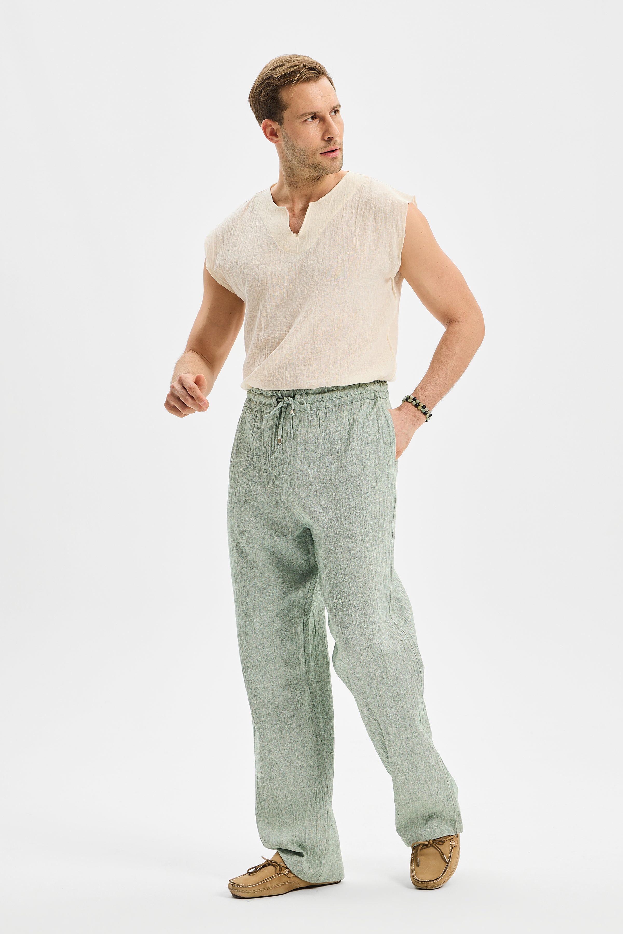 Current Bol Paça Pantolon Mint Yeşili