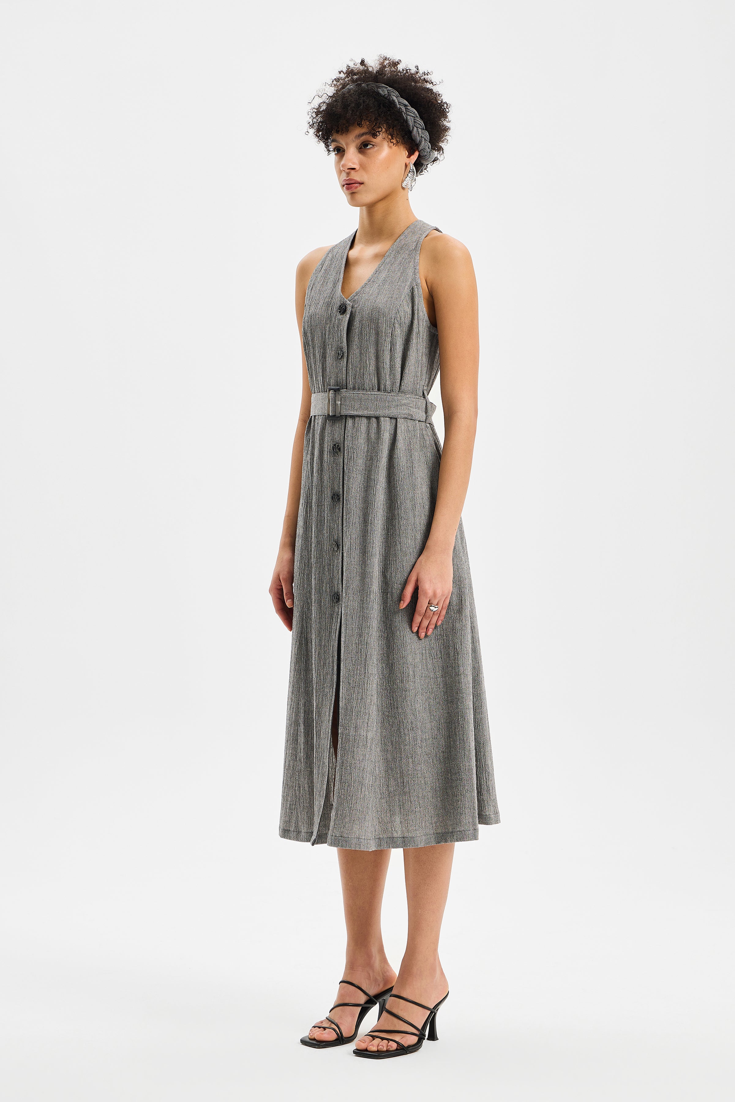 Linea Gömlek Elbise Antrasit Siyah