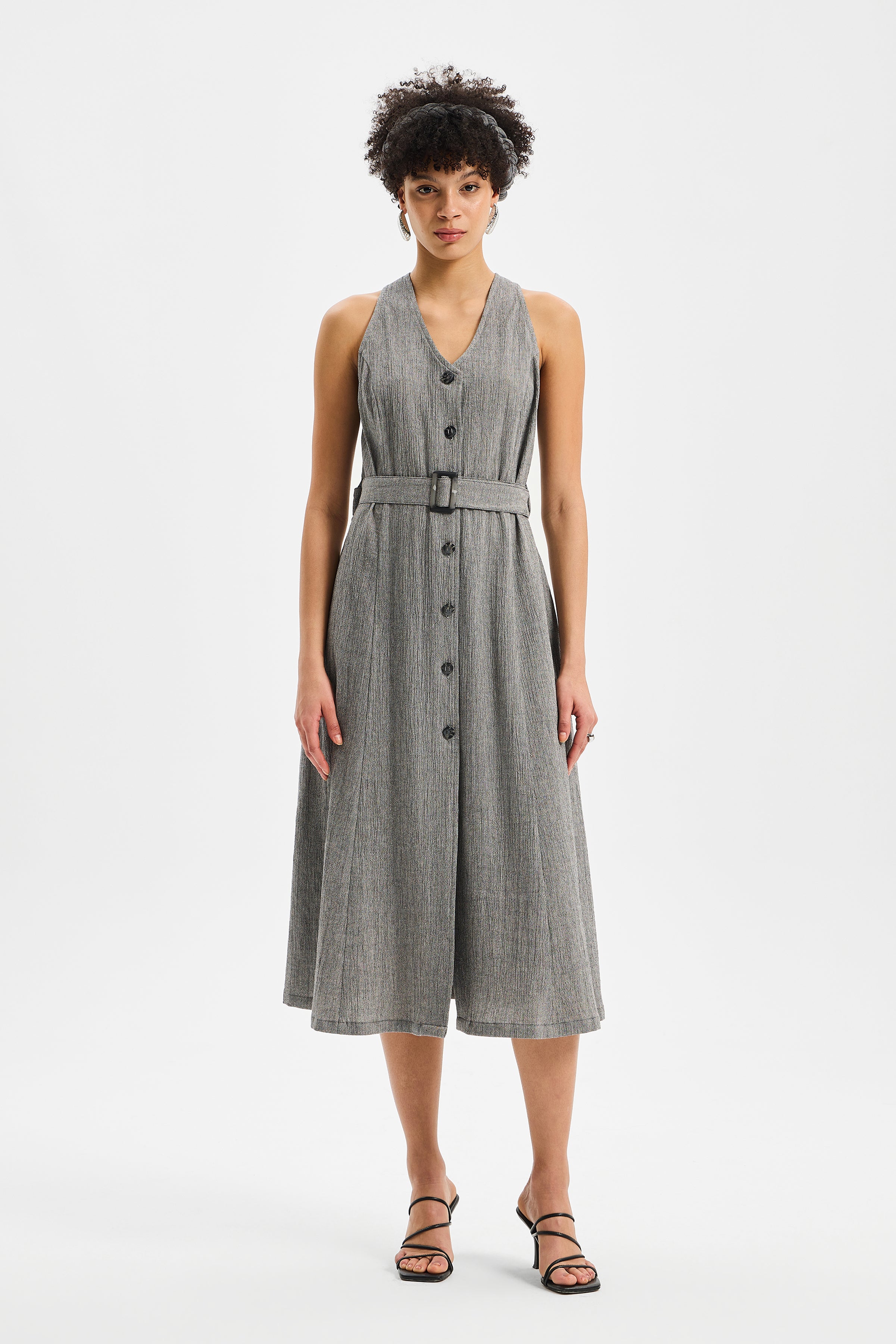 Linea Gömlek Elbise Antrasit Siyah