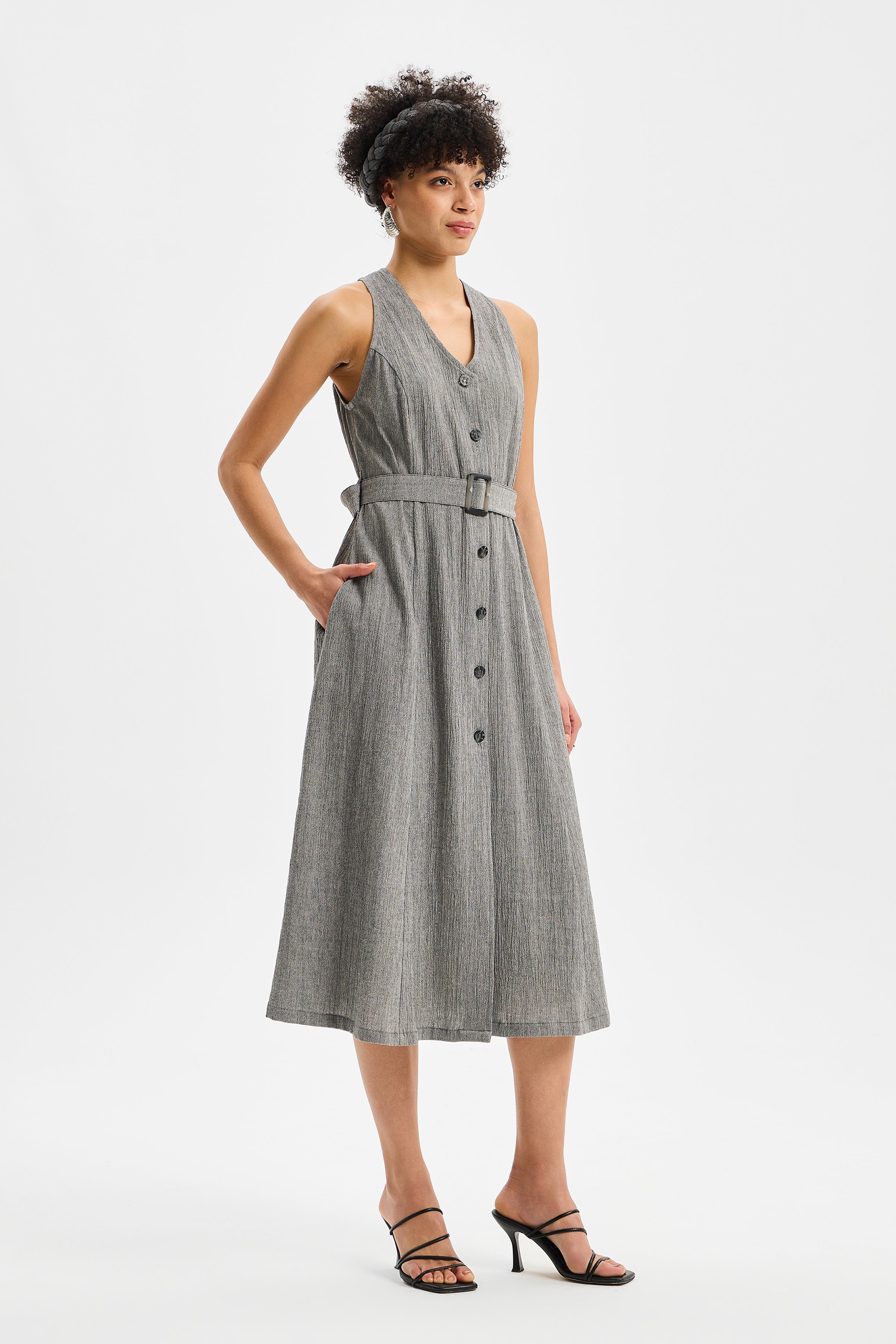 Linea Gömlek Elbise Antrasit Siyah