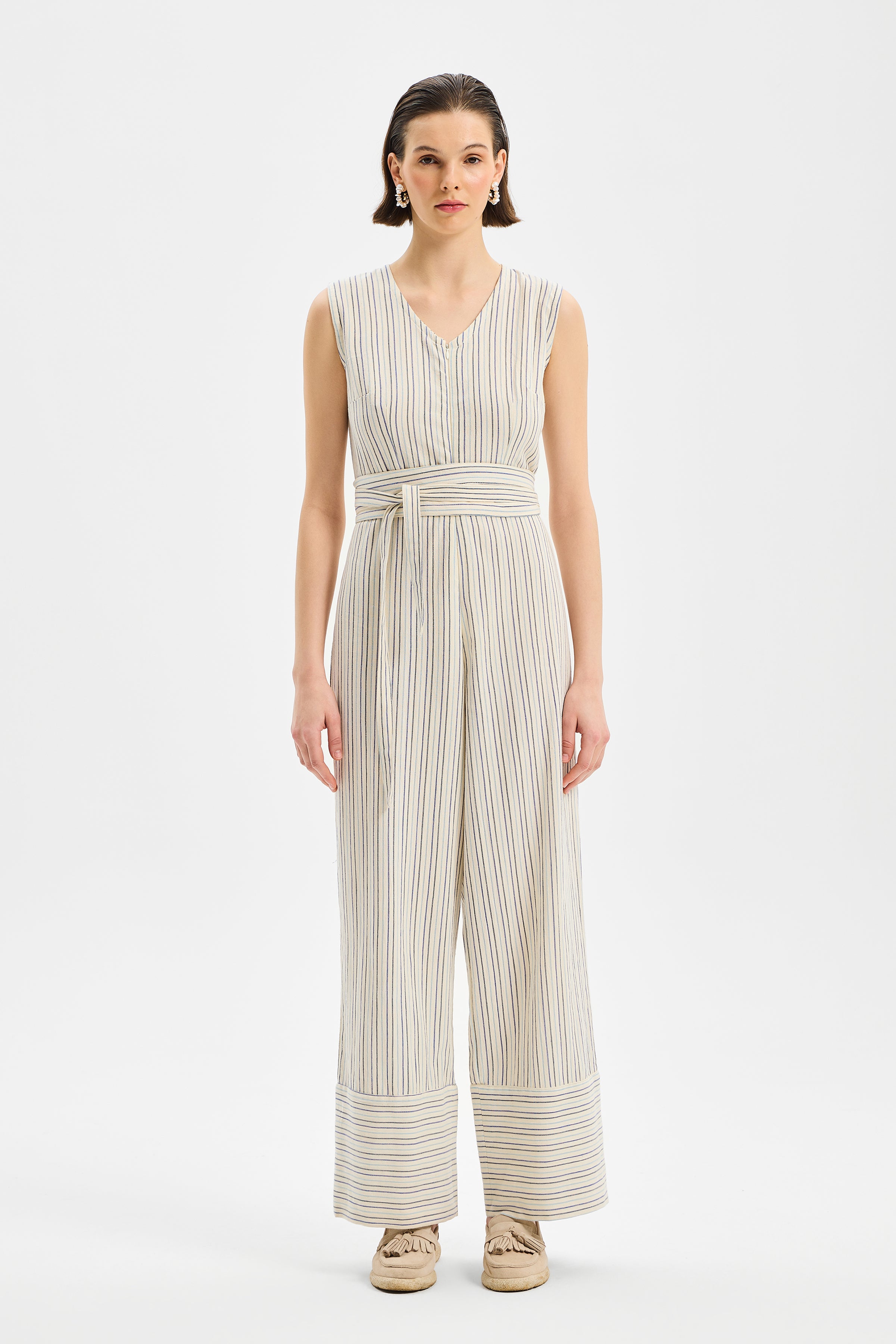 Avena Kadın Tulum Renkli Çizgili