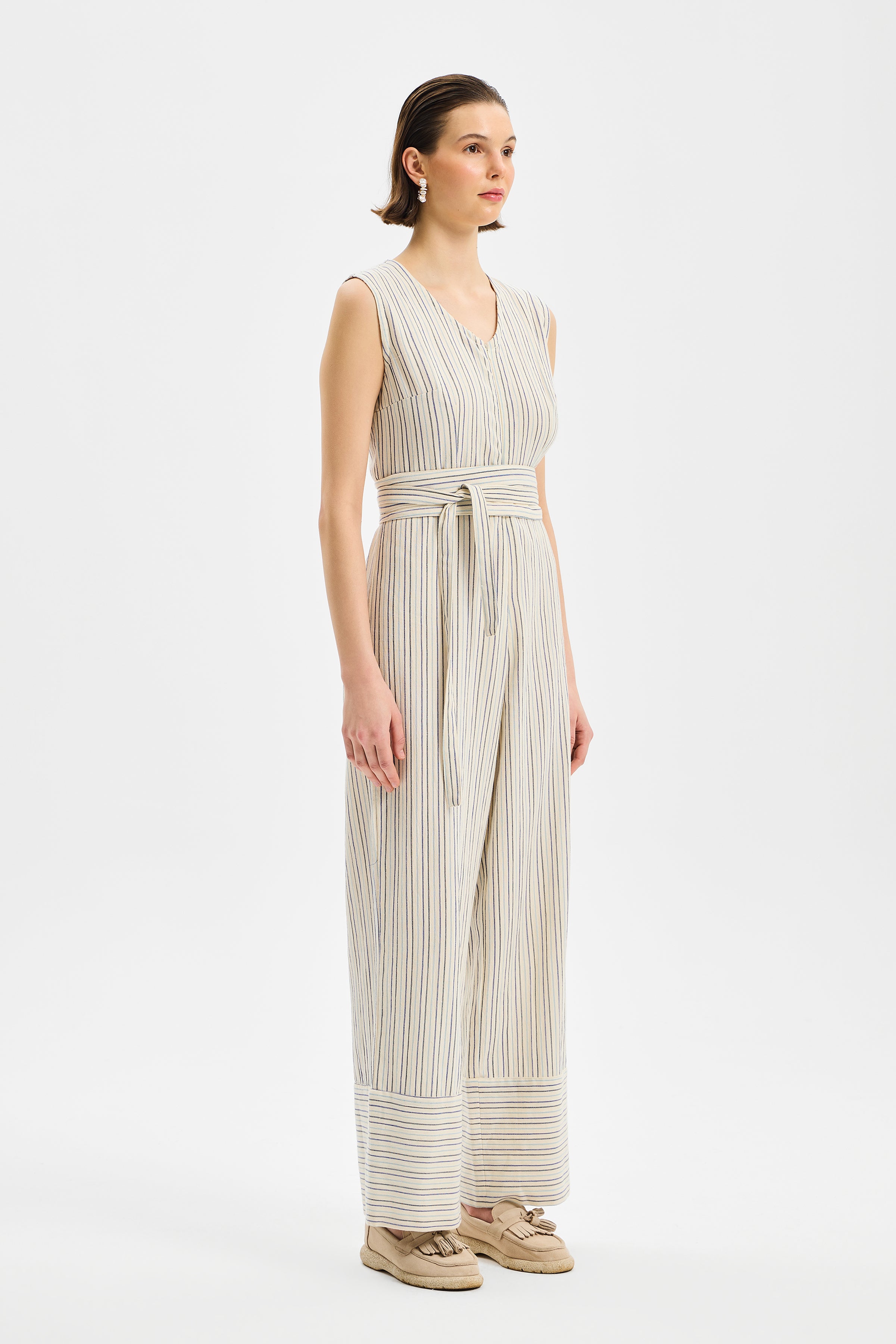 Avena Kadın Tulum Renkli Çizgili