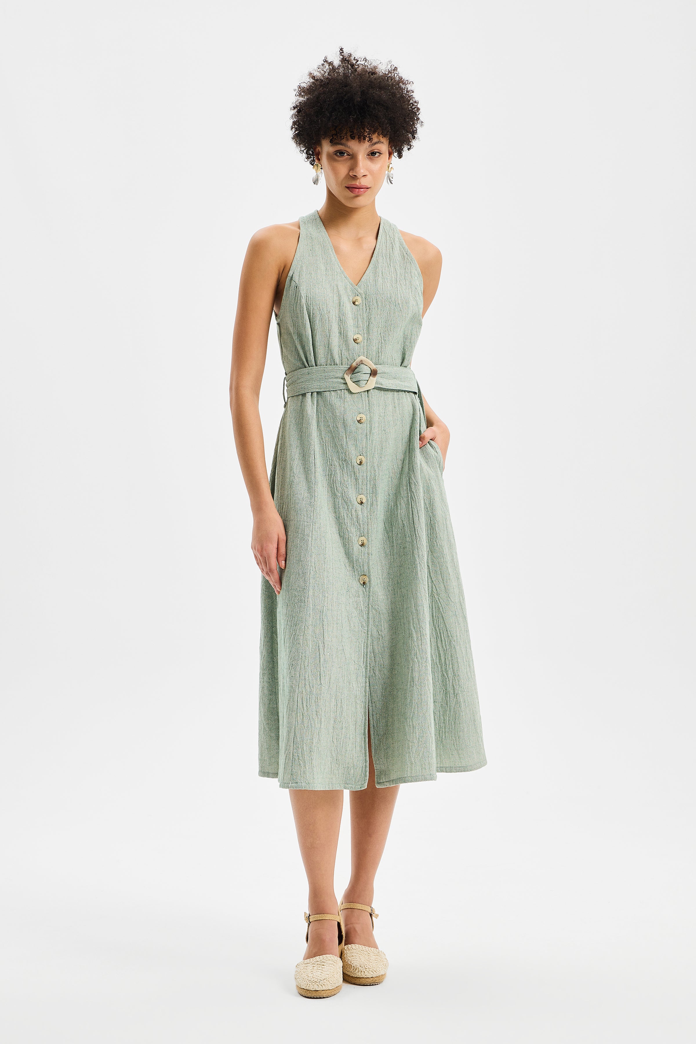 Linea Gömlek Elbise Mint Yeşil