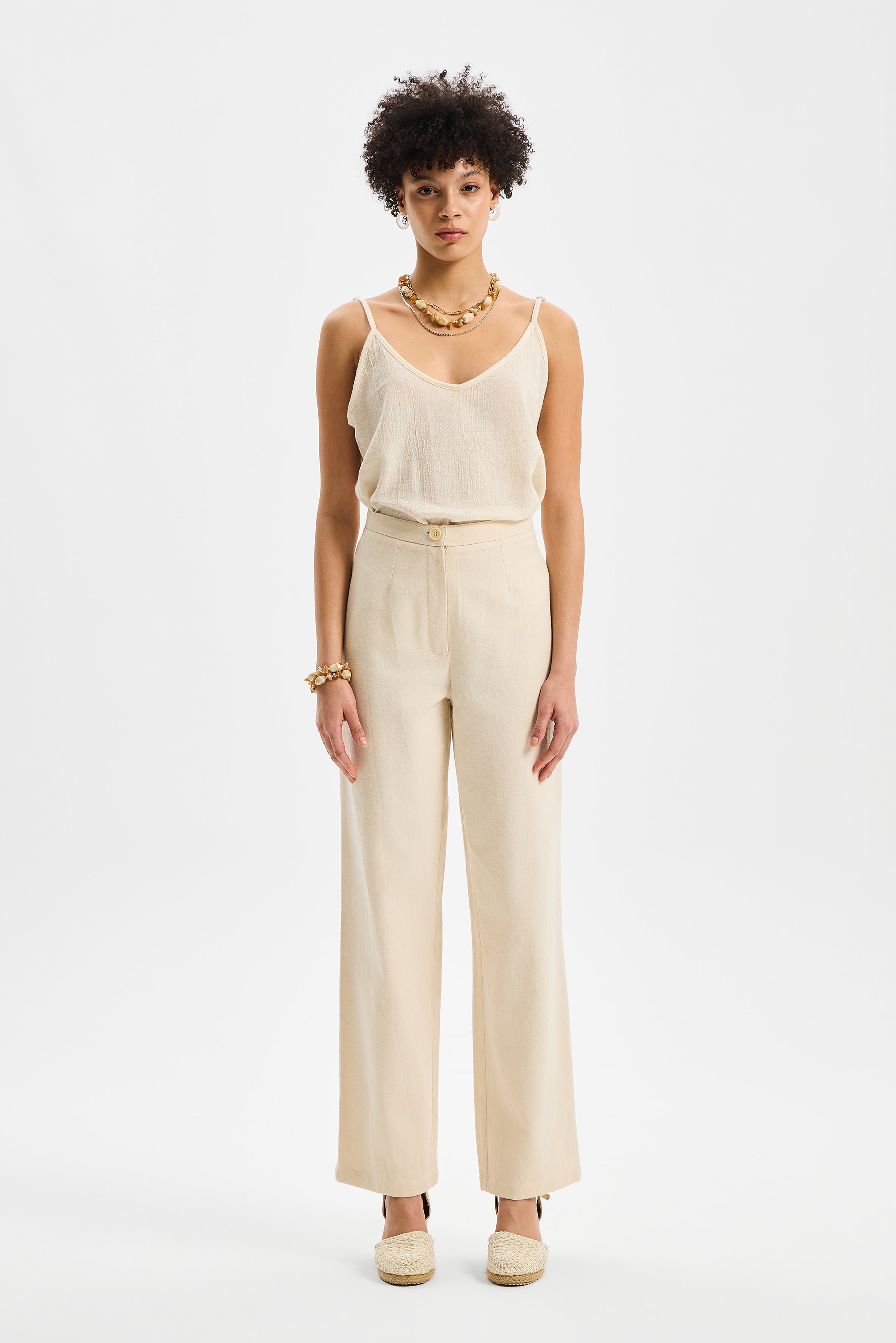 Balance Kadın Düz Kesim Pantolon Ekru