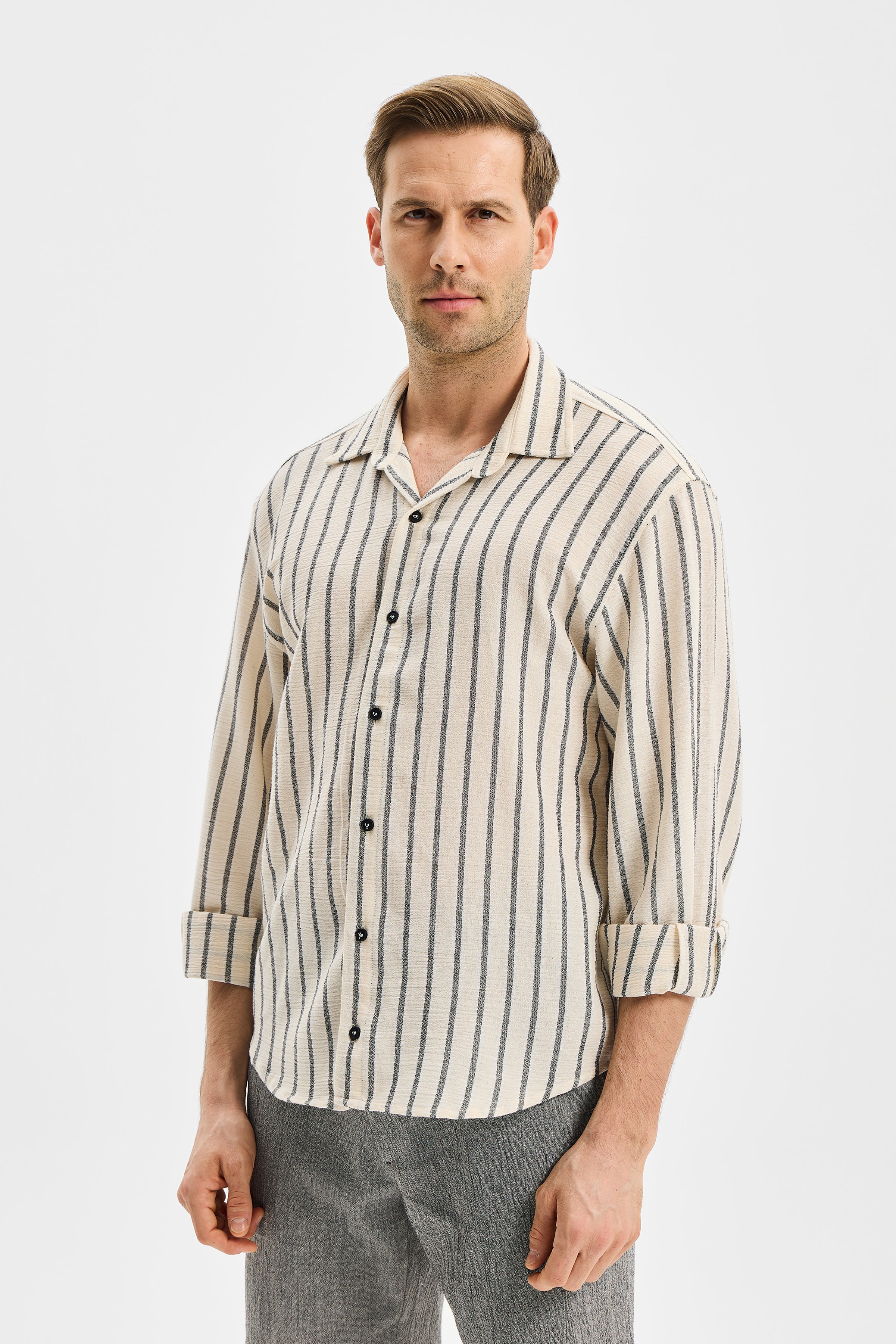 Vertex Men’s Classic Shirt Black Striped