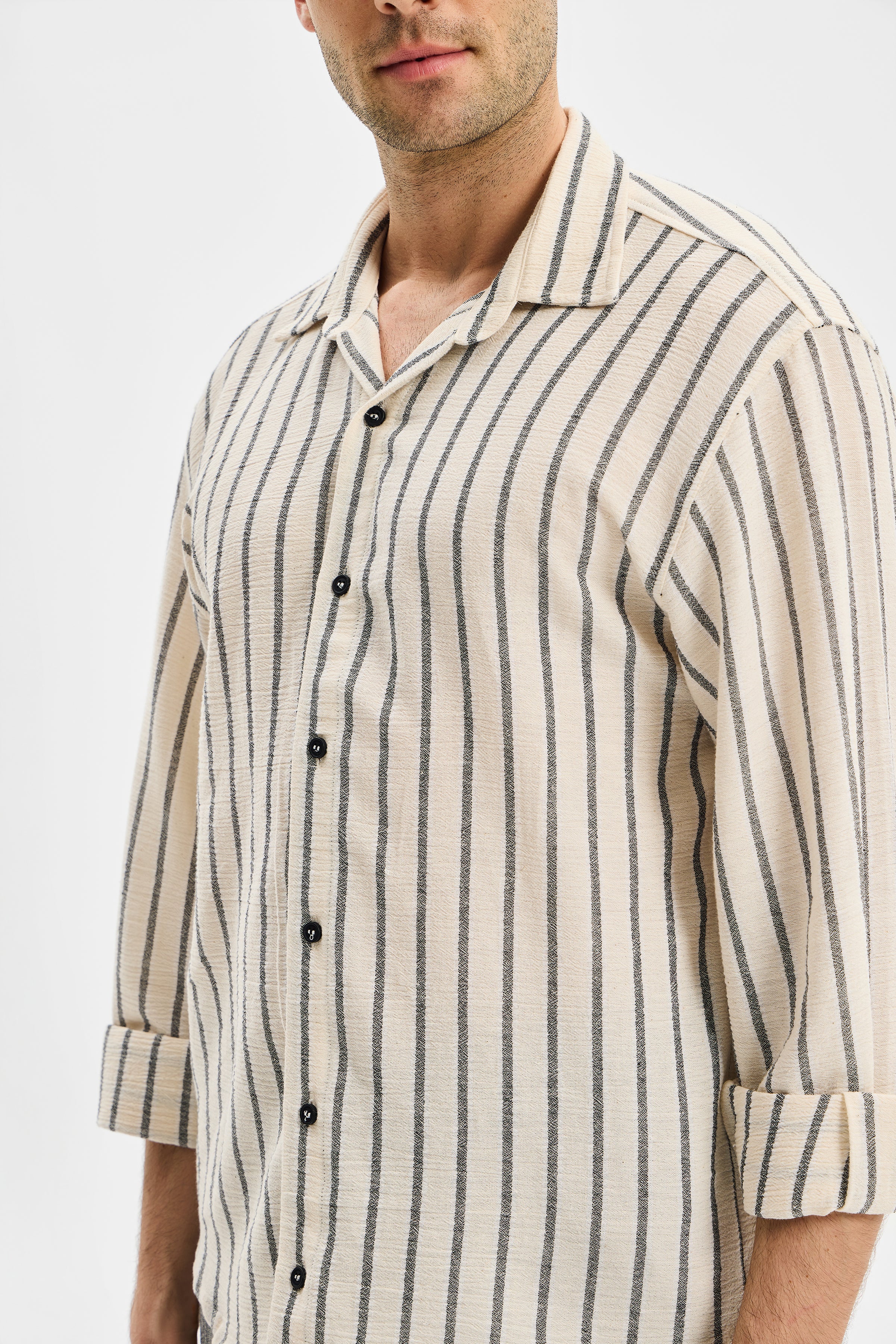 Vertex Klasik Erkek Gömlek Siyah Çizgili