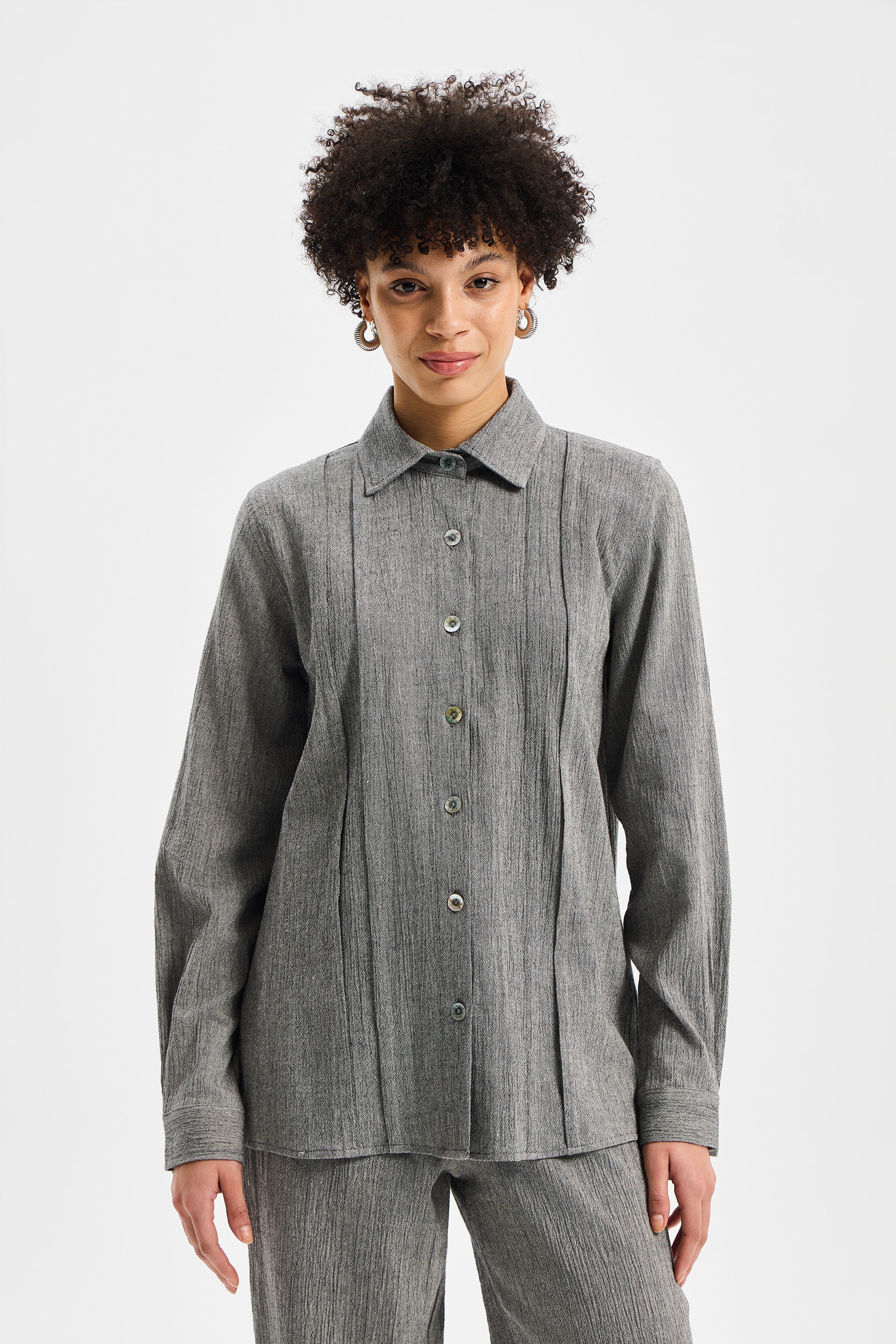 Spine Kadın Spor Dikiş Gömlek Antrasit Siyah