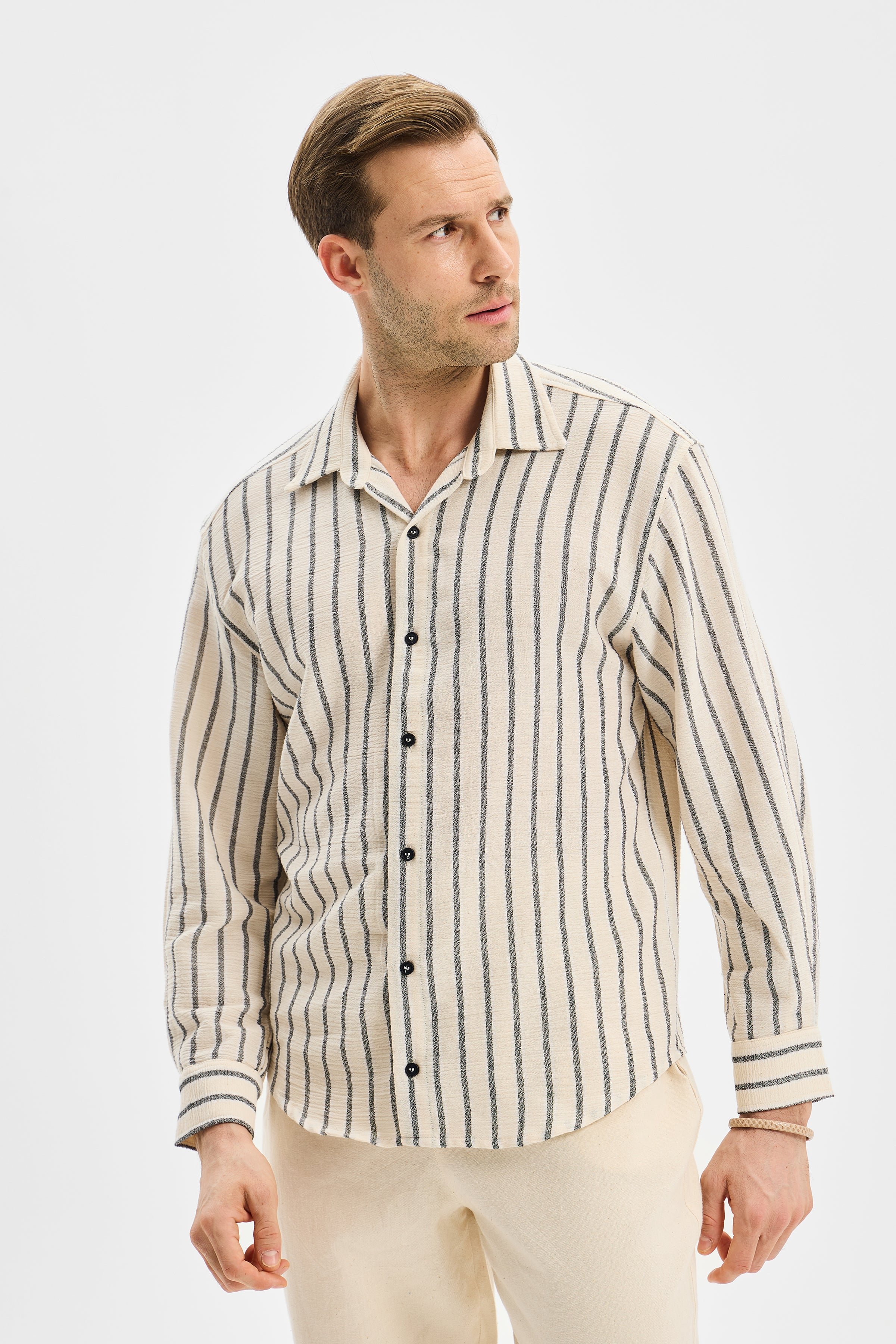 Vertex Men’s Classic Shirt Black Striped