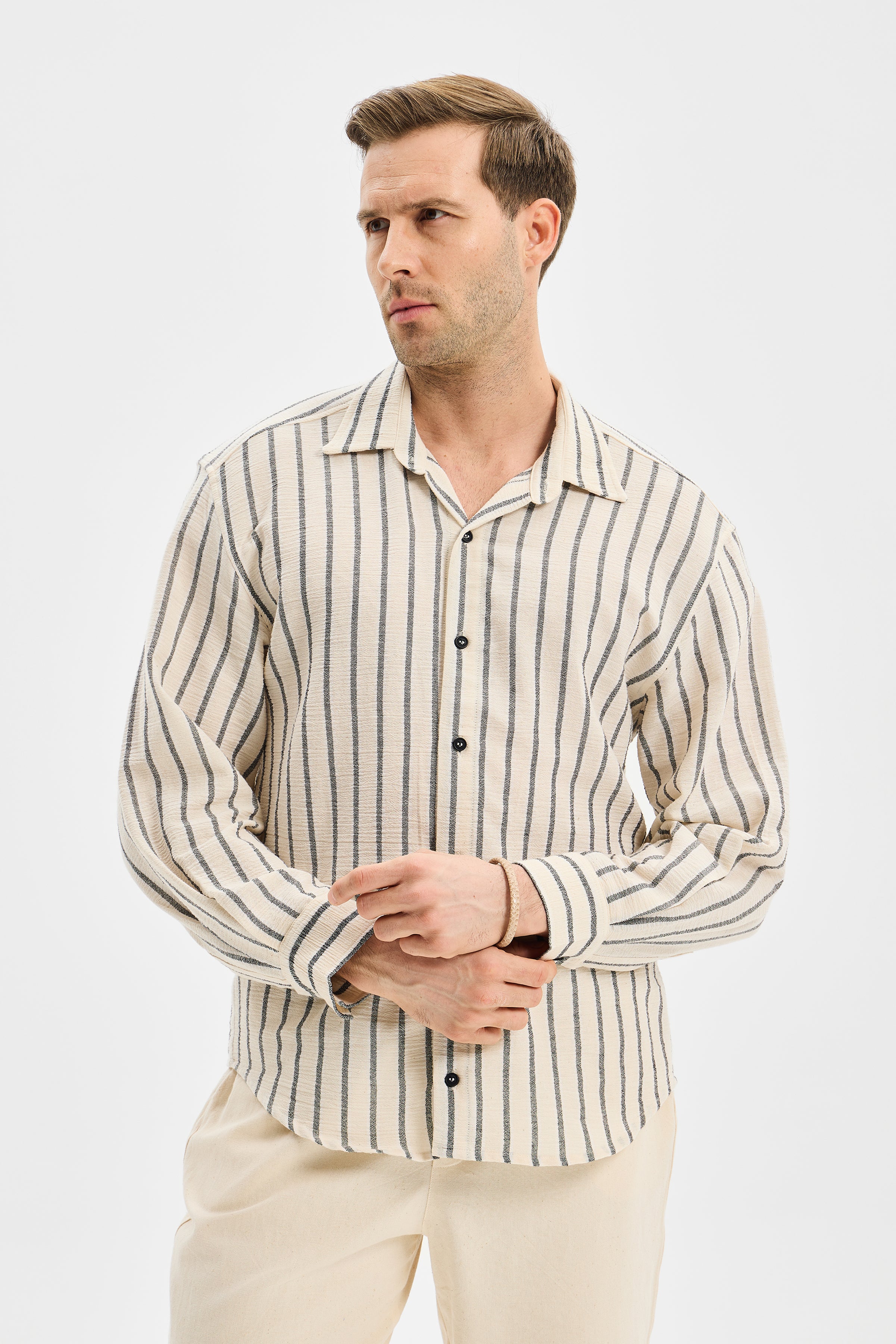 Vertex Men’s Classic Shirt Black Striped