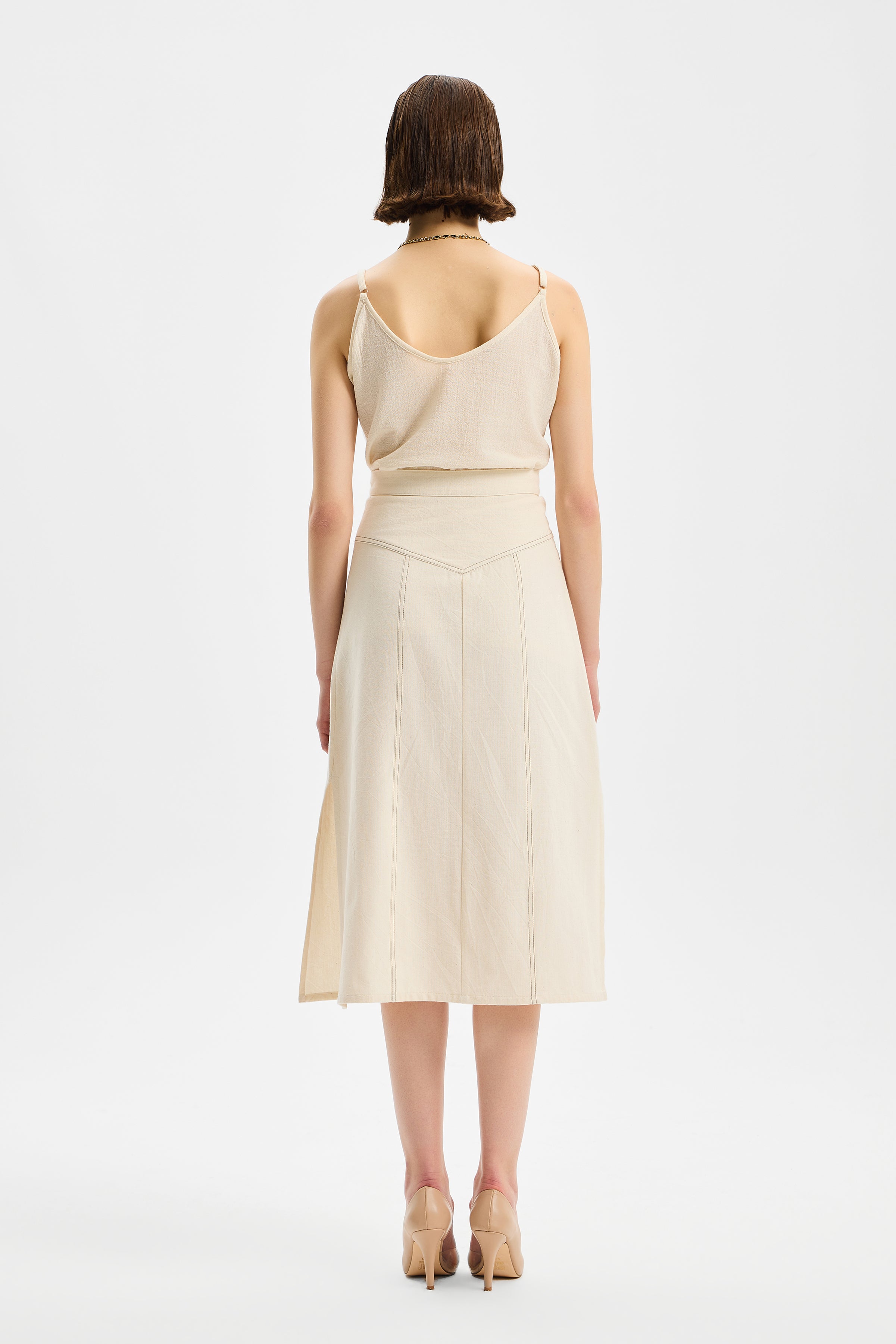 Axis Midi Slim Skirt Ecru