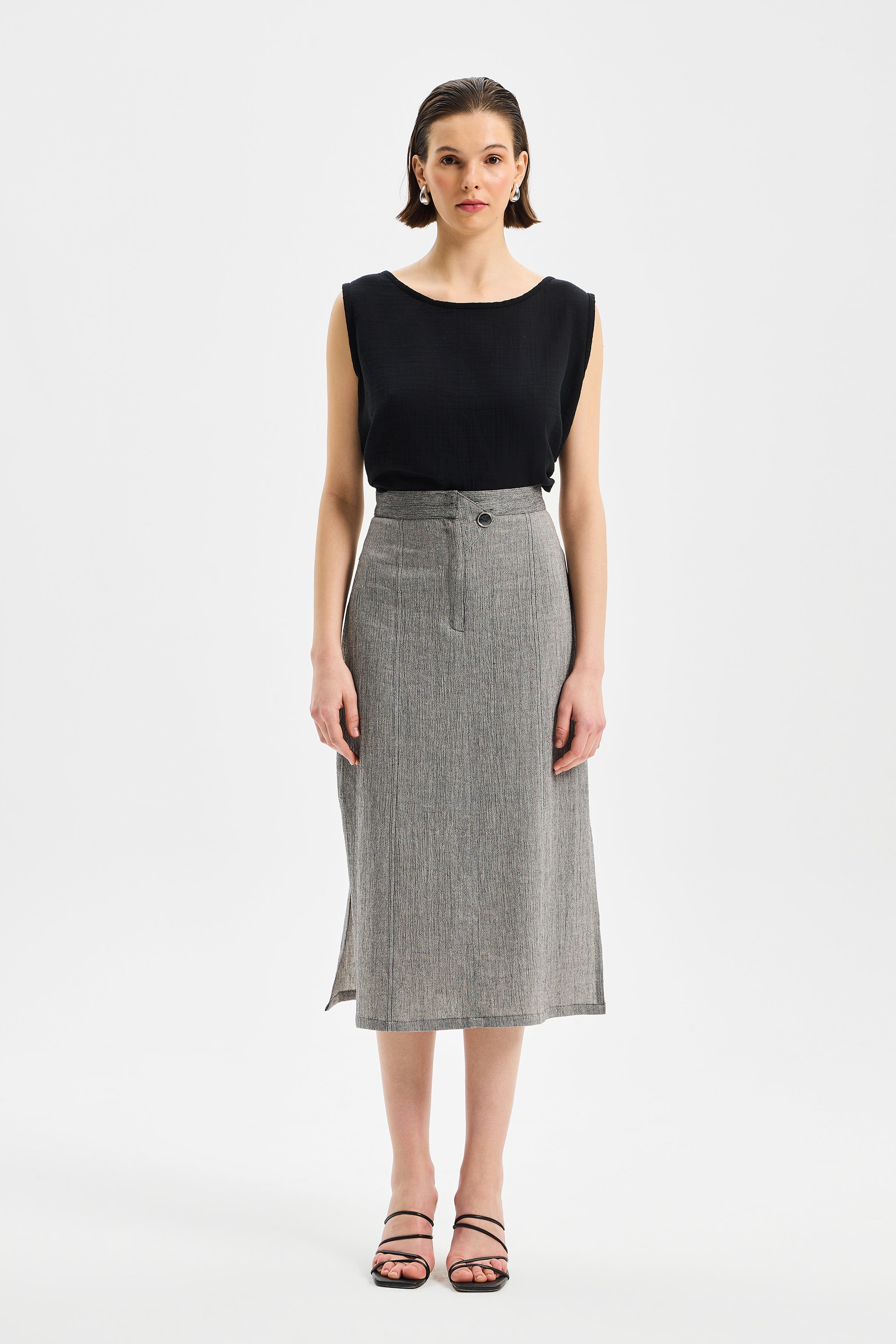 Axis Midi Slim Skirt Anthracite Black