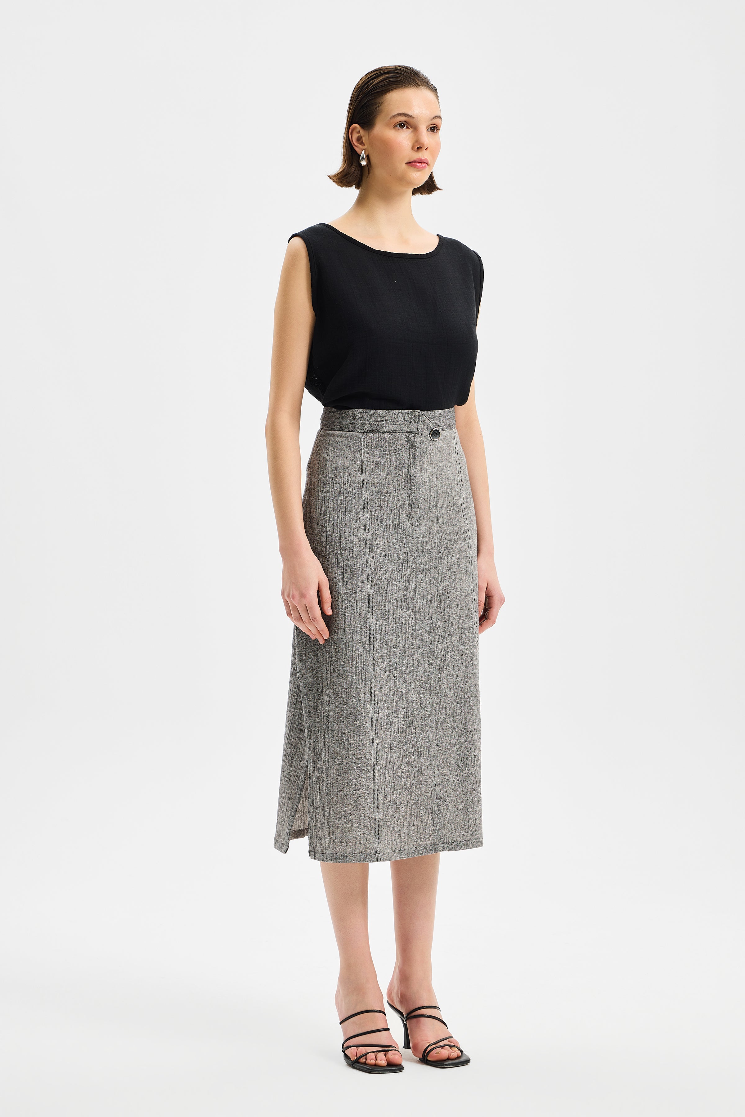 Axis Midi Slim Skirt Anthracite Black