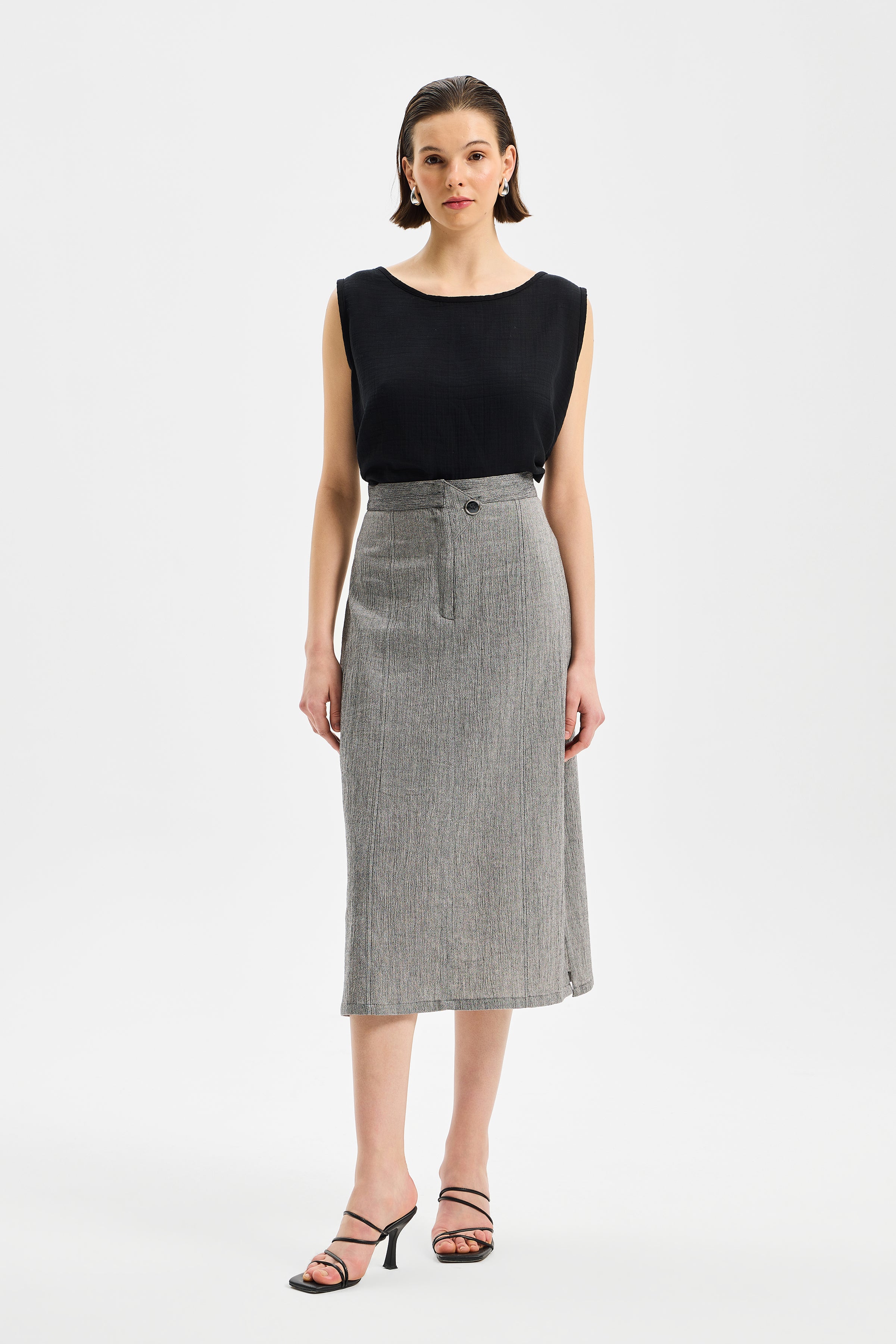 Axis Midi Slim Skirt Anthracite Black