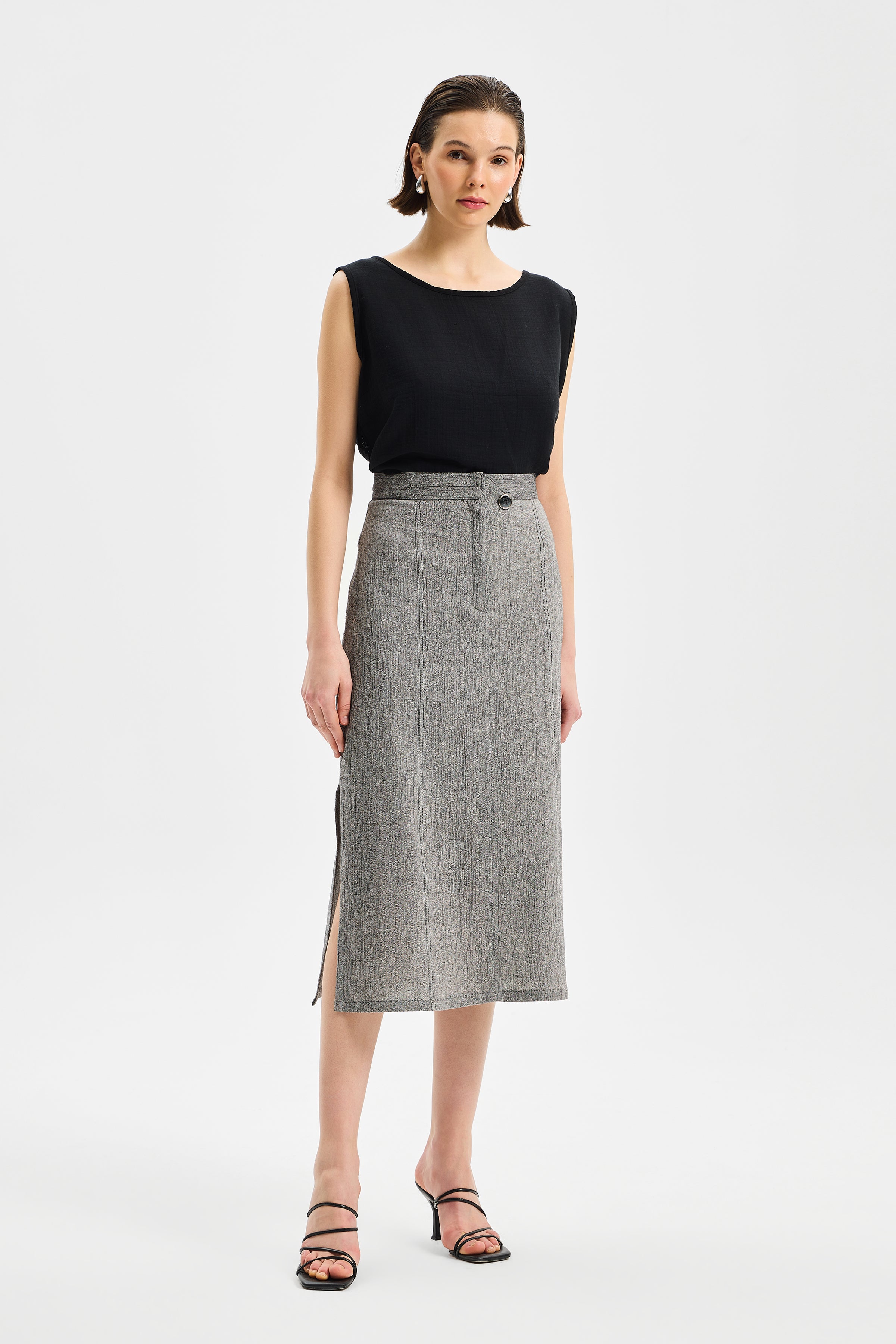 Axis Midi Slim Skirt Anthracite Black