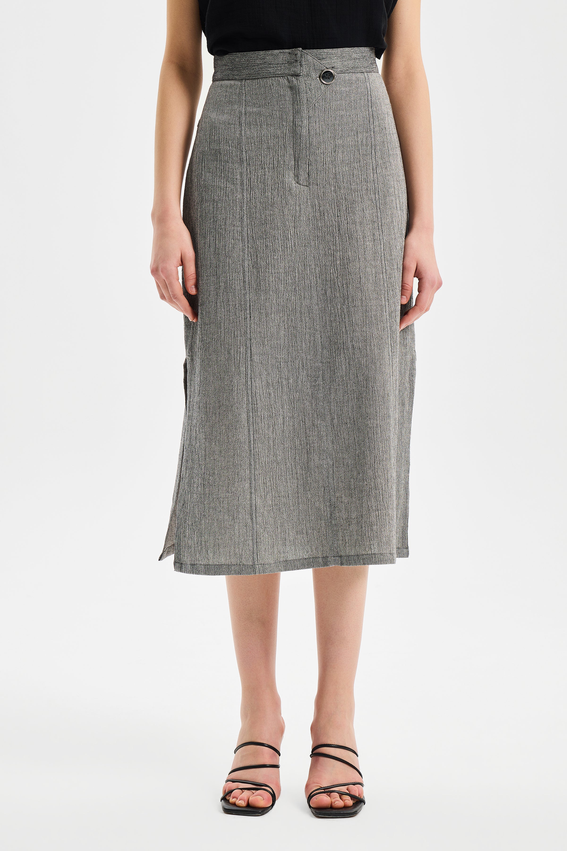 Axis Midi Slim Skirt Anthracite Black