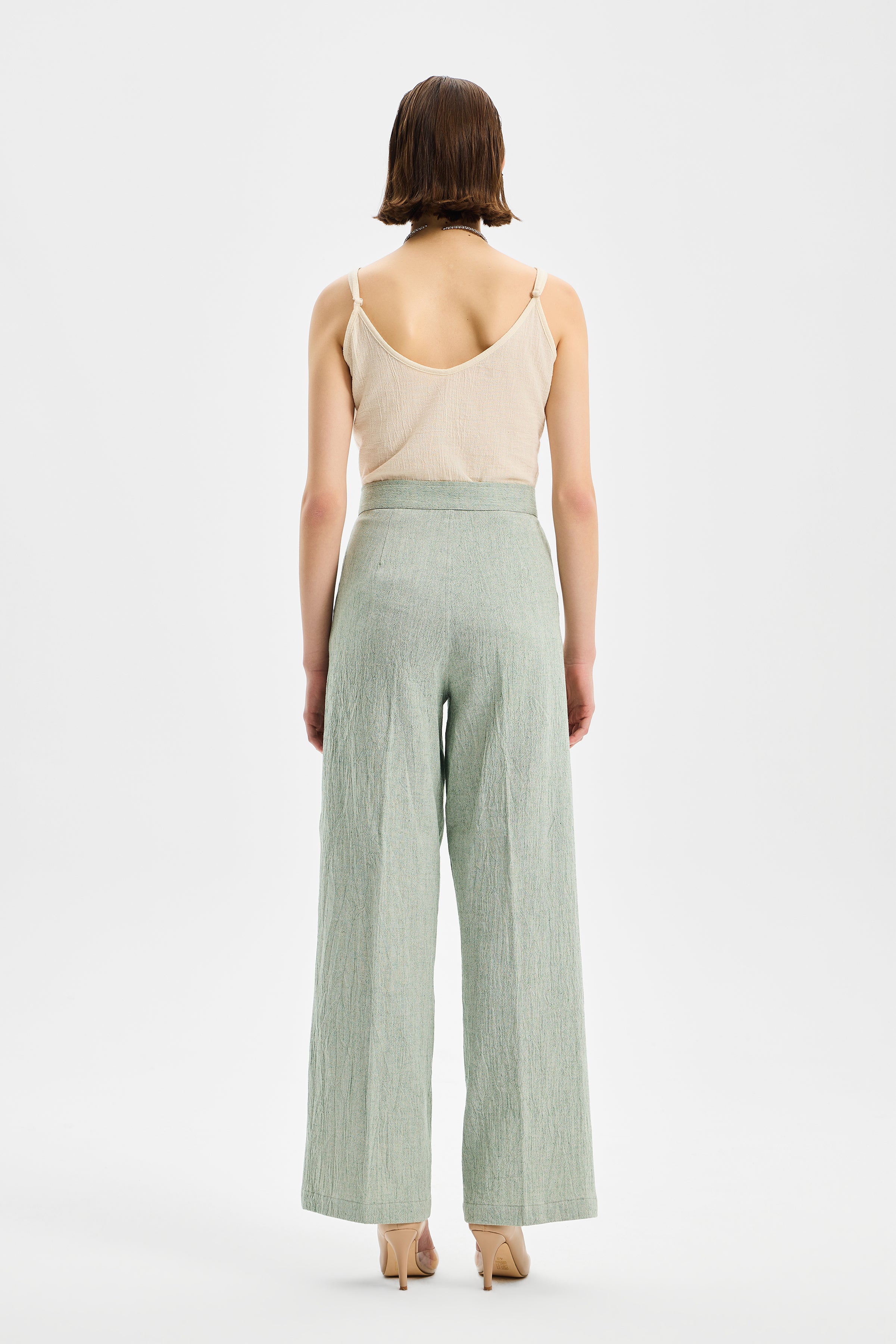 Pivot Women's Classic Pleated Trousers Mint Green