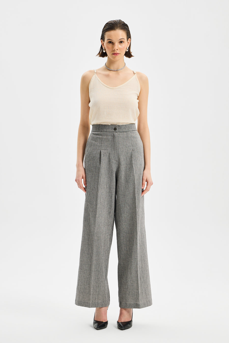 Pivot Women's Classic Pleated Trousers Anthracite Black