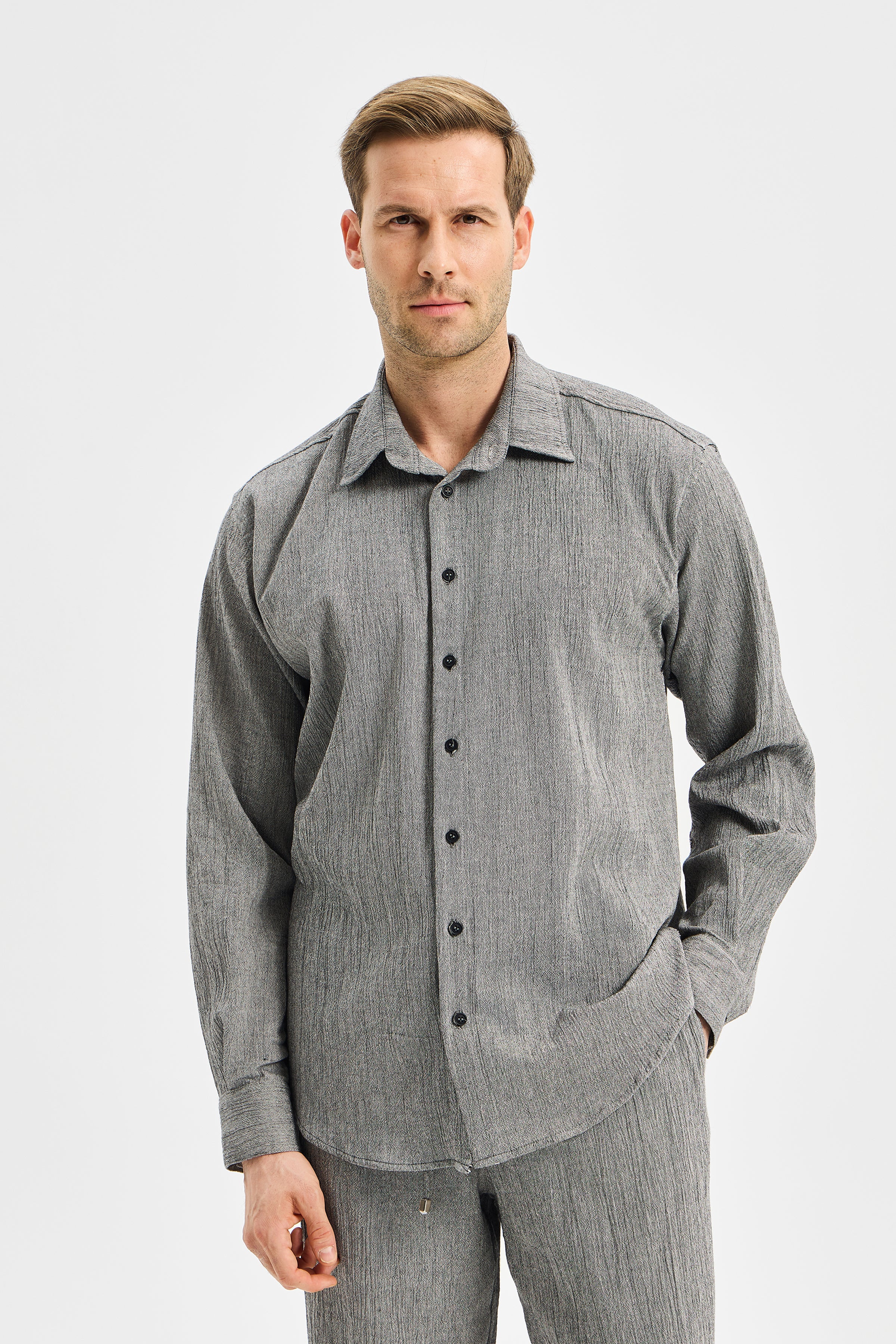 Vertex Klasik Erkek Gömlek Antrasit Siyah