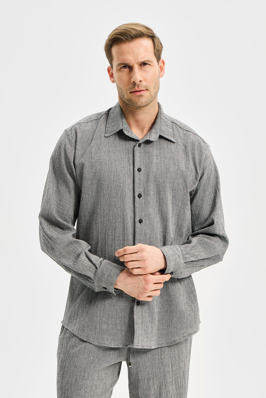 Vertex Klasik Erkek Gömlek Antrasit Siyah