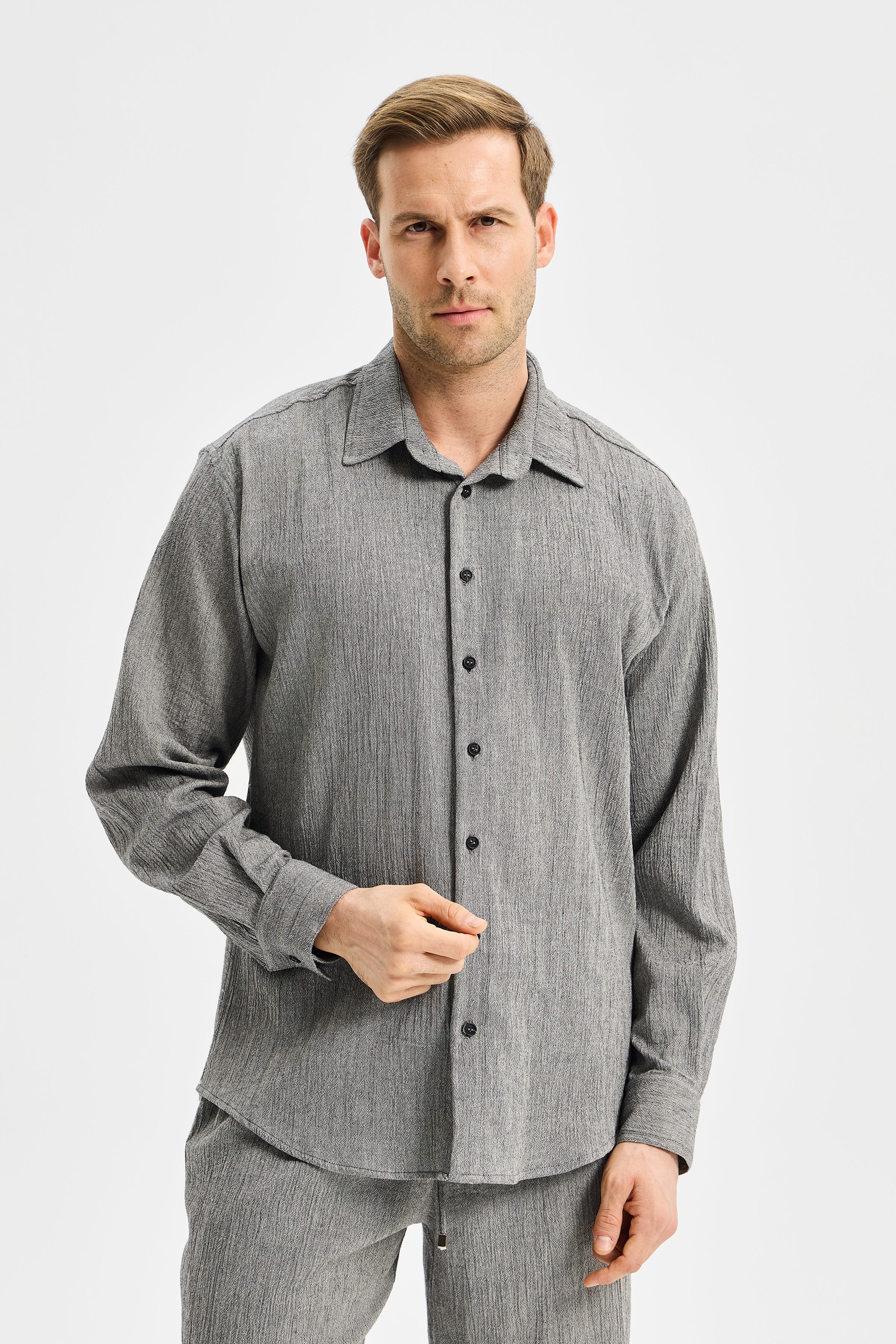 Vertex Klasik Erkek Gömlek Antrasit Siyah