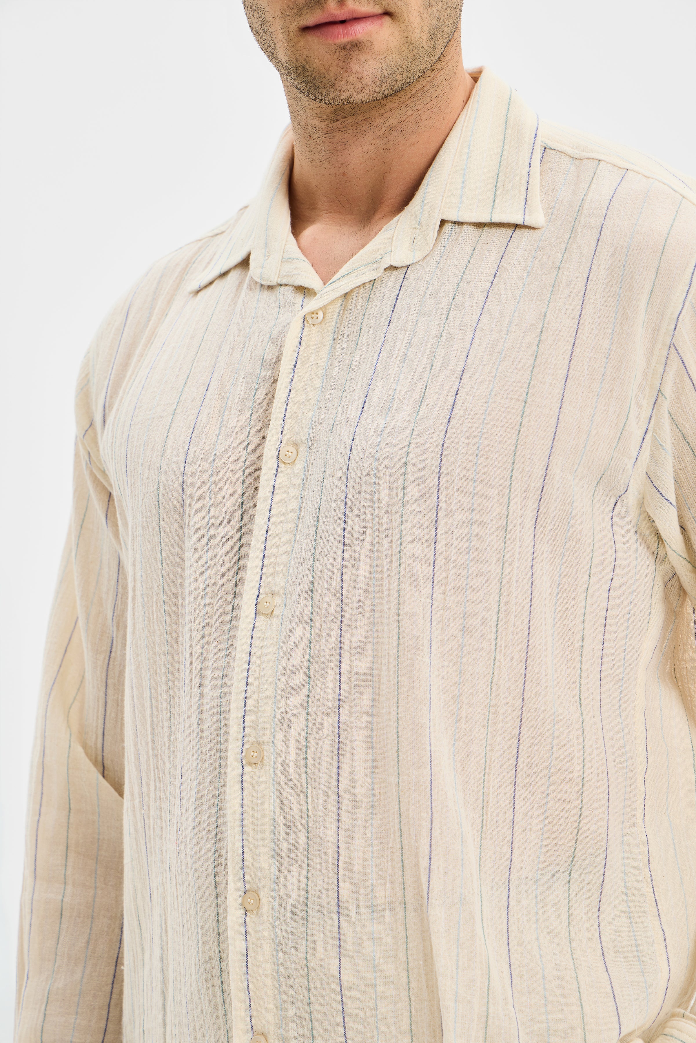 Vertex Klasik Erkek Gömlek Renkli Çizgili